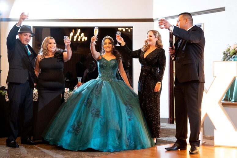 Cheers at quinceanera birthday party - Bonita Golf Course Events Venue